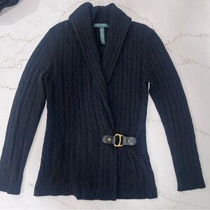 Lauren Ralph Lauren Black Cable Knit Cardigan